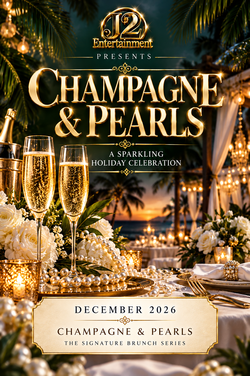 Champagne & Pearls event poster