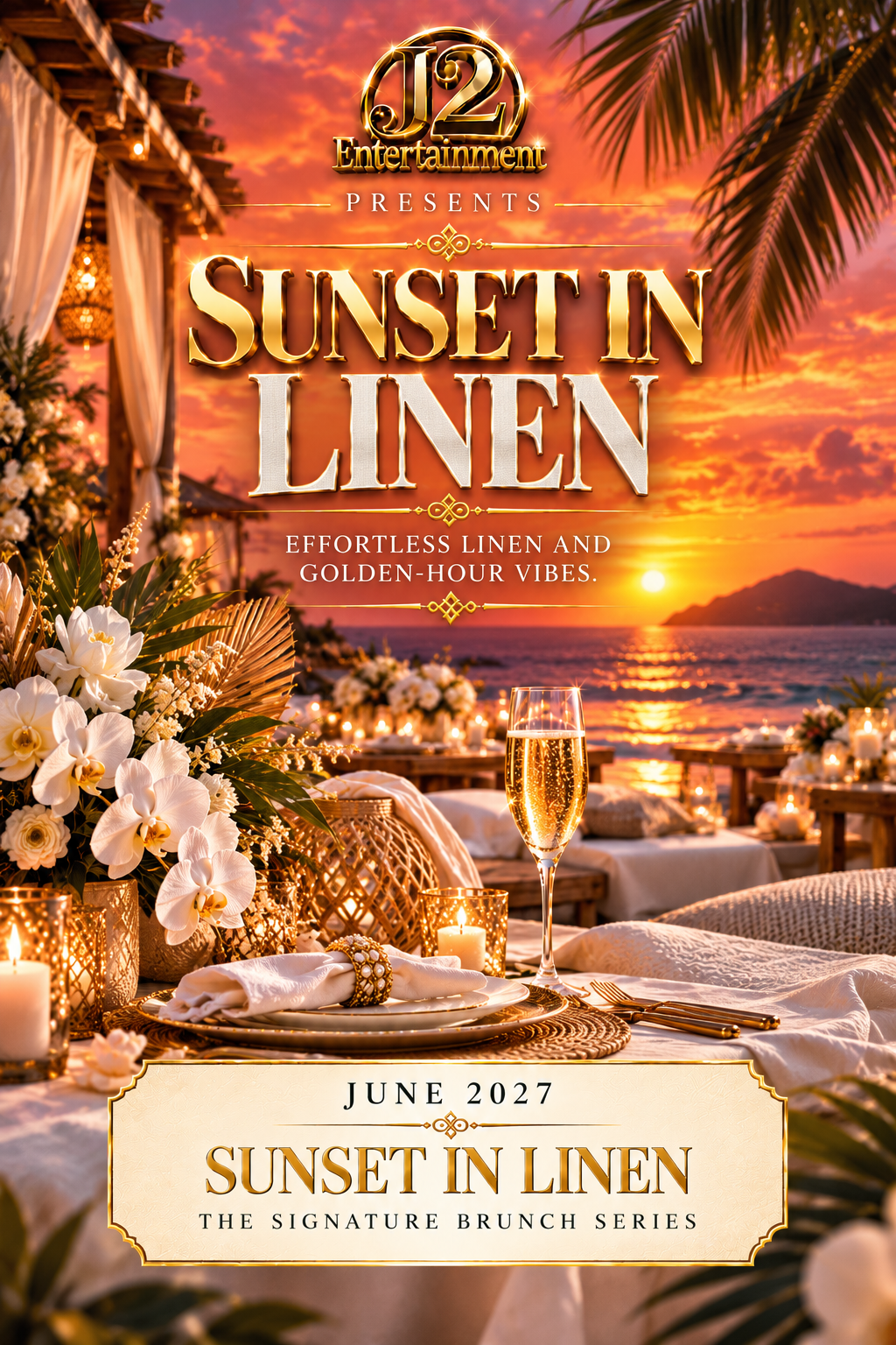 Sunset in Linen event poster